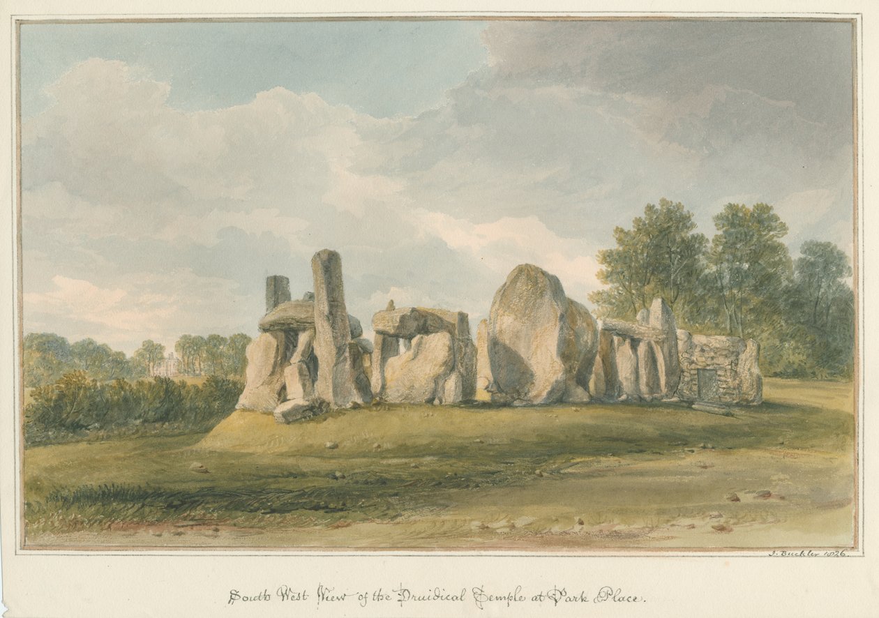 Oxfordshire - Henley upon Thames - Templo druídico en Park Place, 1826 de John Buckler