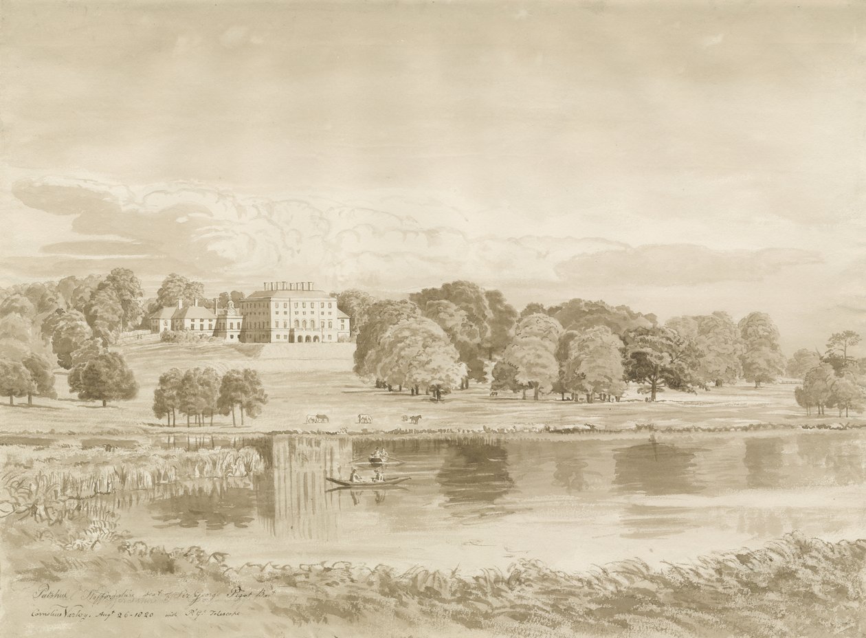 Patshull House: dibujo a tinta sepia, 26 de agosto de 1820 de John Buckler