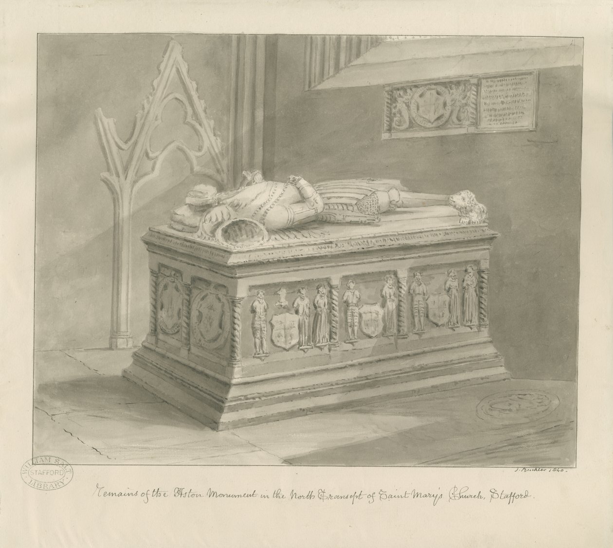 Stafford - Monumento Aston en la Iglesia de Santa María de John Buckler