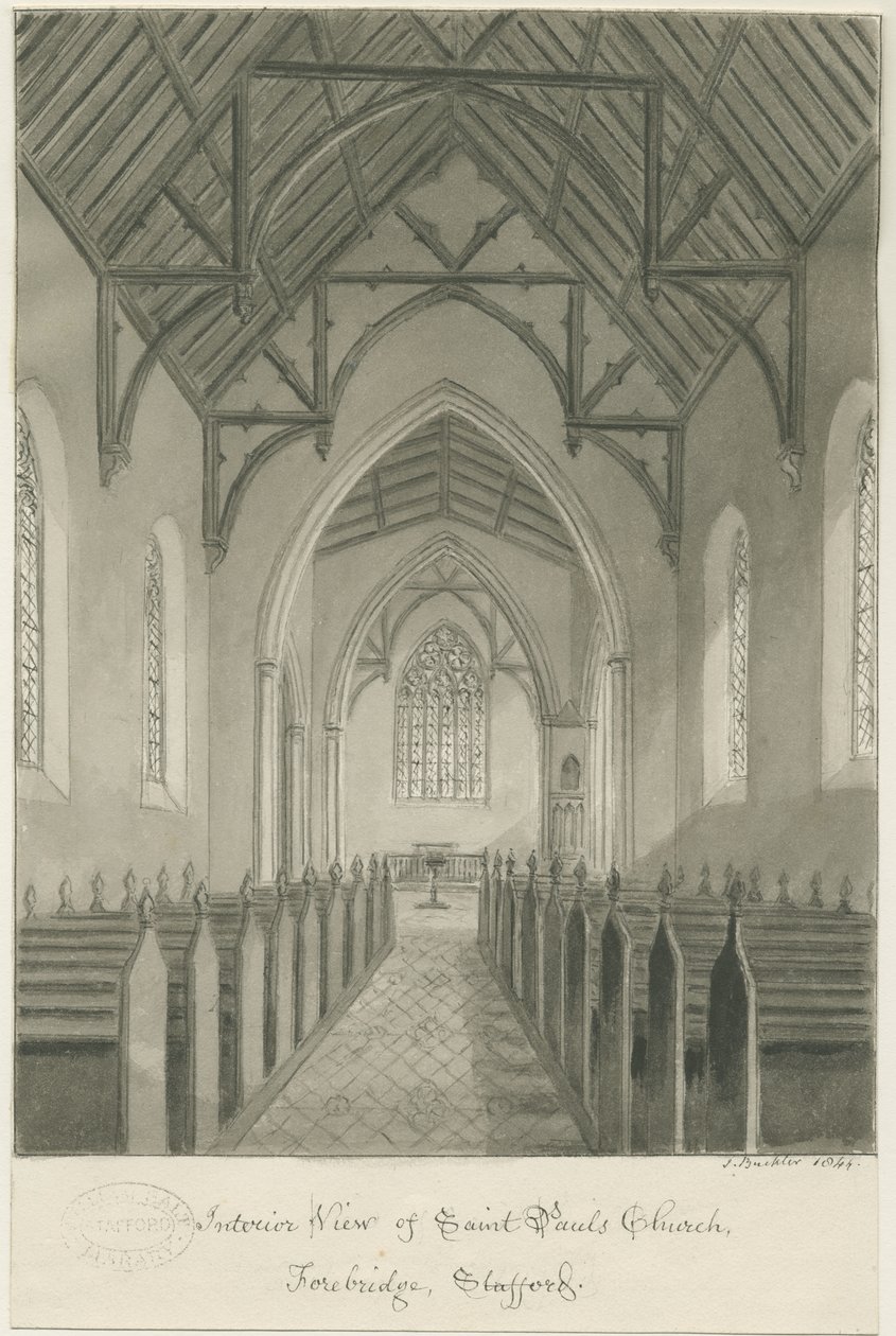 Stafford - Interior de la Iglesia de San Pablo, Forebridge de John Buckler