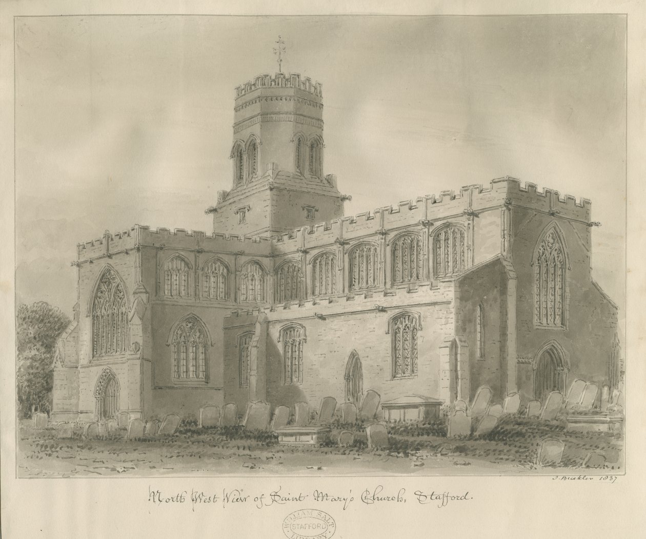 Stafford - Iglesia de Santa María, 1837 de John Buckler