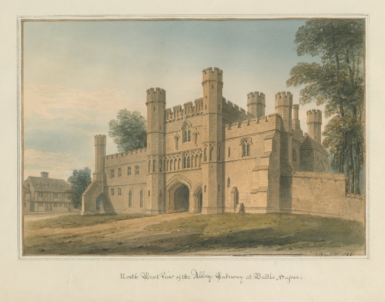 Sussex - Battle - Puerta de la Abadía, 1824 de John Buckler