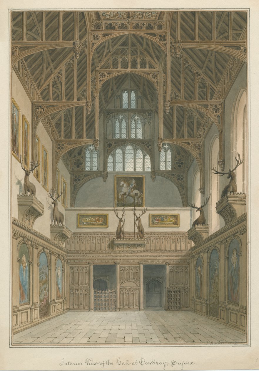 Sussex - Casa Cowdray - Interior del Salón de John Buckler