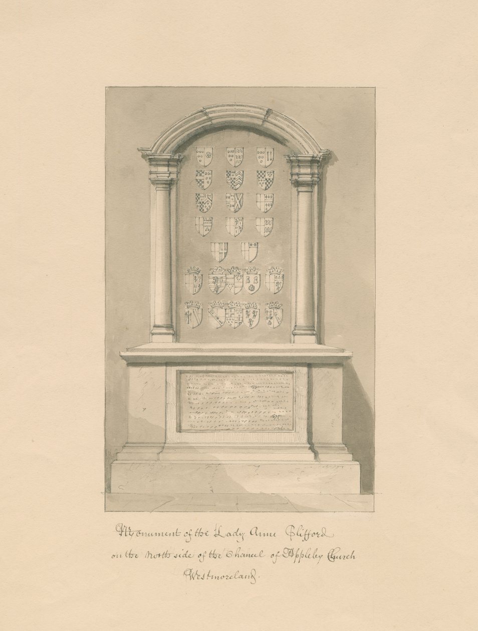 Westmorland - Iglesia de Appleby - Monumento a Lady Anne Clifford de John Buckler