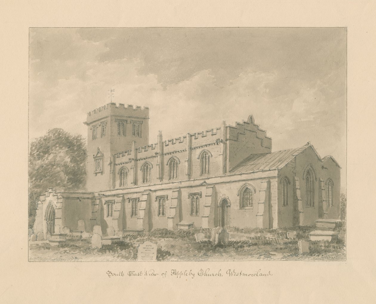 Westmorland - Iglesia de Appleby: dibujo en sepia, 1800 de John Buckler