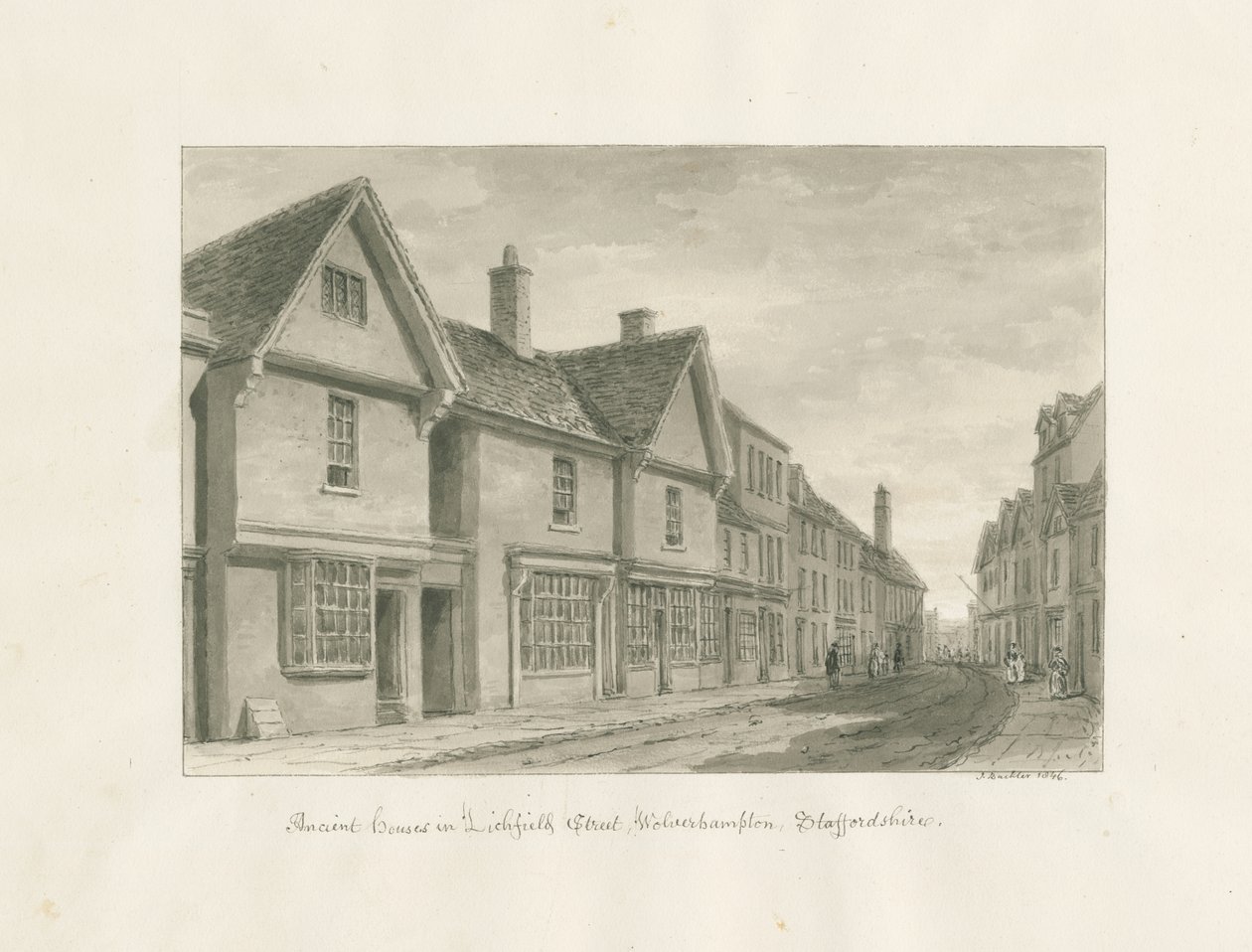 Wolverhampton - Casas Antiguas en Lichfield Street de John Buckler