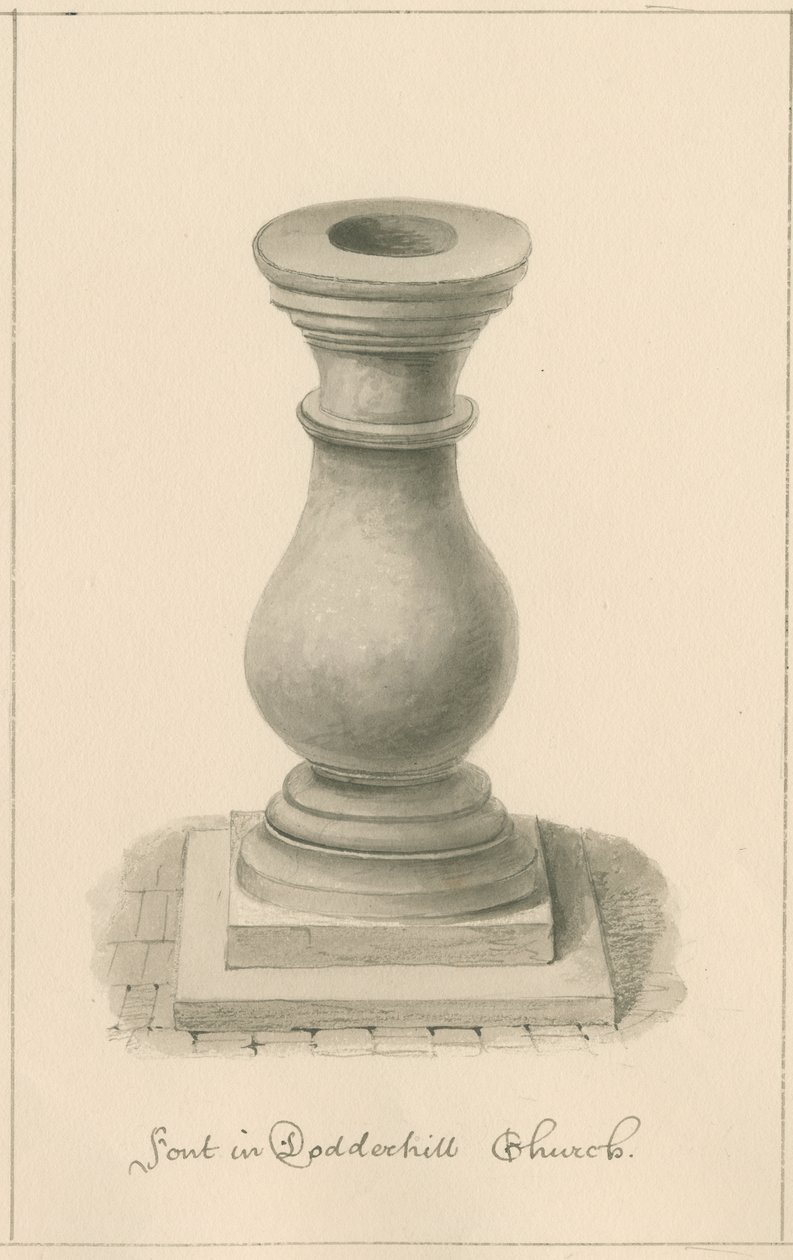 Worcestershire - Droitwich - Pila Bautismal de la Iglesia de Dodderhill, 1833 de John Buckler