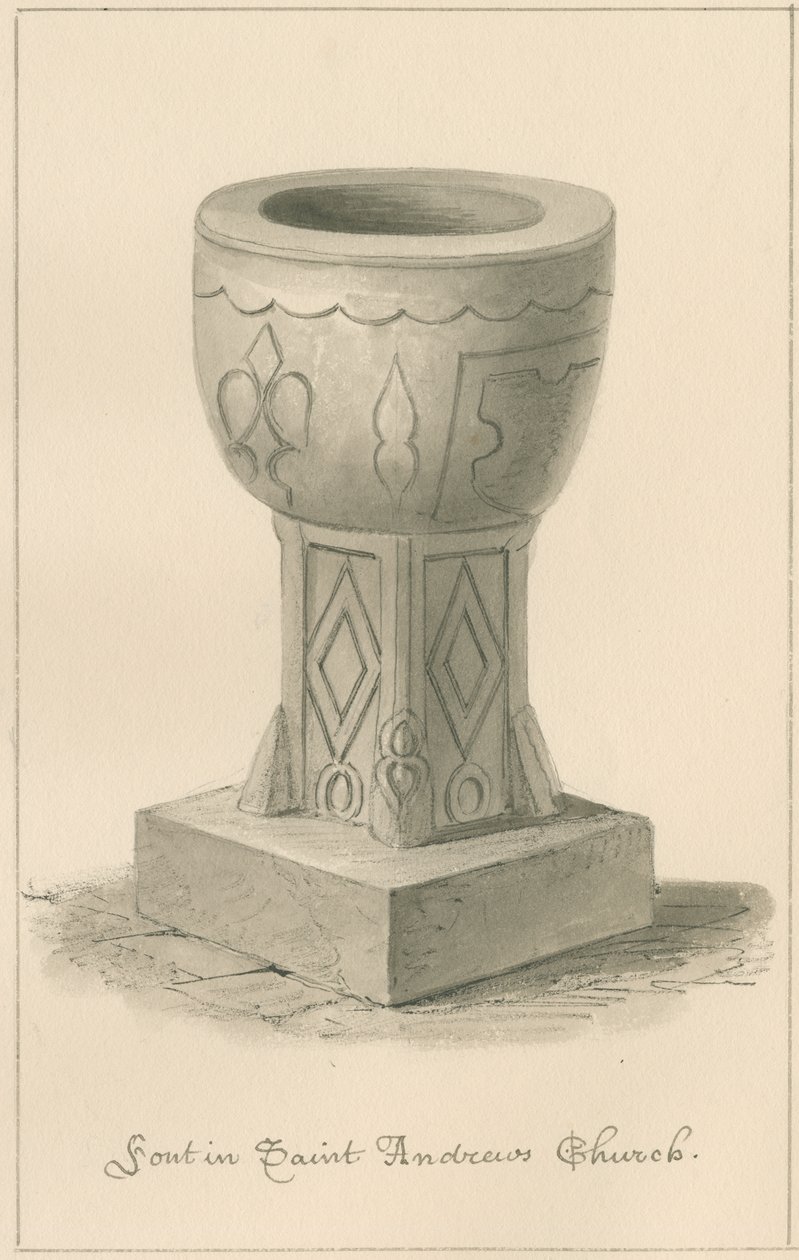 Worcestershire - Droitwich - Pila Bautismal de la Iglesia de San Andrés, 1833 de John Buckler