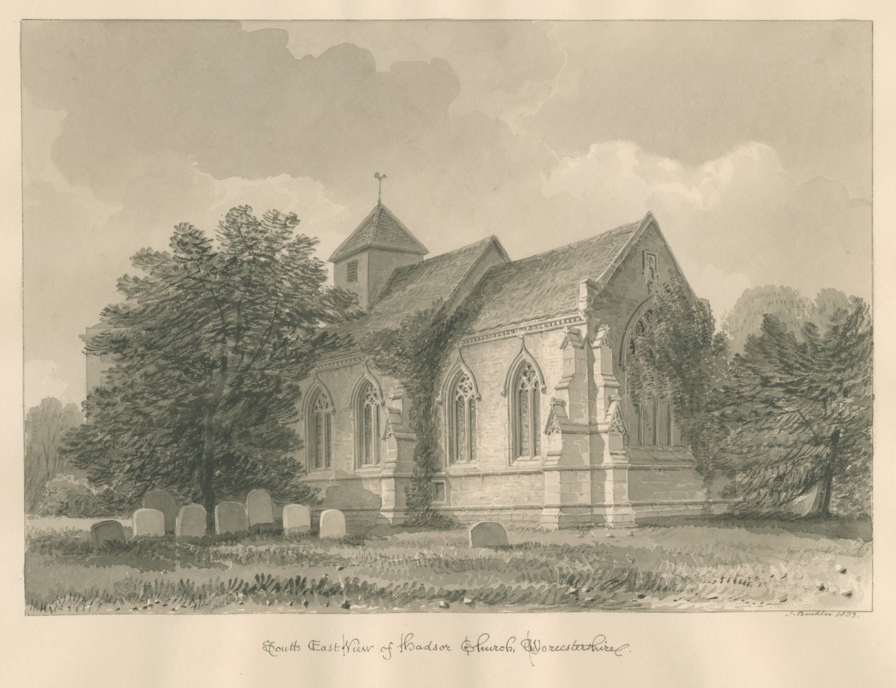 Worcestershire - Iglesia de Hadsor, 1833 de John Buckler