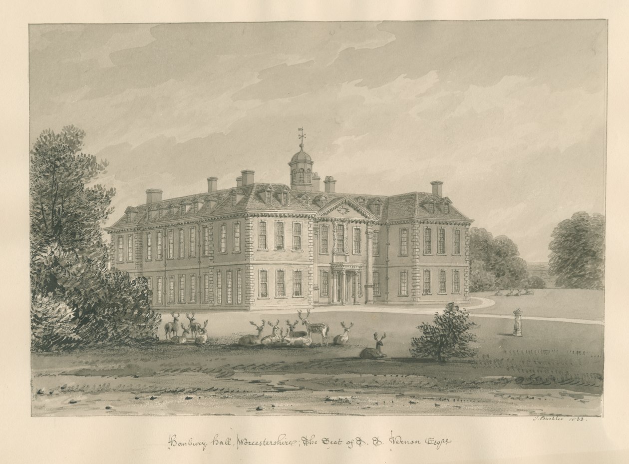 Worcestershire - Hanbury Hall, 1833 de John Buckler
