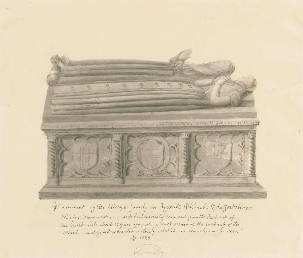 Iglesia de Yoxall - Monumento de la familia Welly de John Buckler