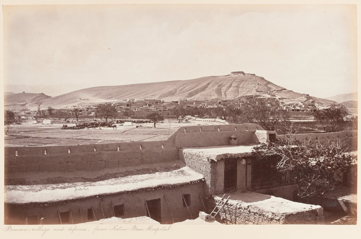 Pueblo de Bemaru y defensas desde el hospital base nativo, 1879 de John Burke
