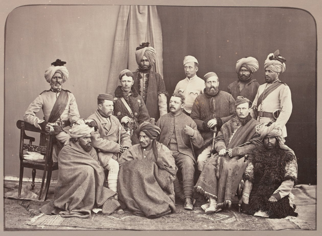 Oficiales británicos y nativos, 5º Regimiento de Infantería, Fuerza Fronteriza de Punjab de John Burke