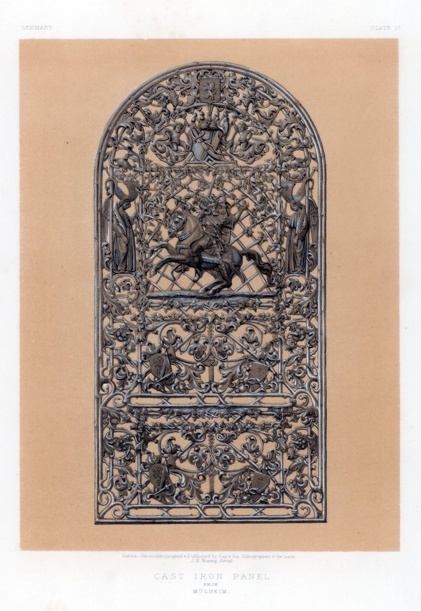 Panel de hierro fundido de Mulheim, Alemania, siglo XIX de John Burley Waring