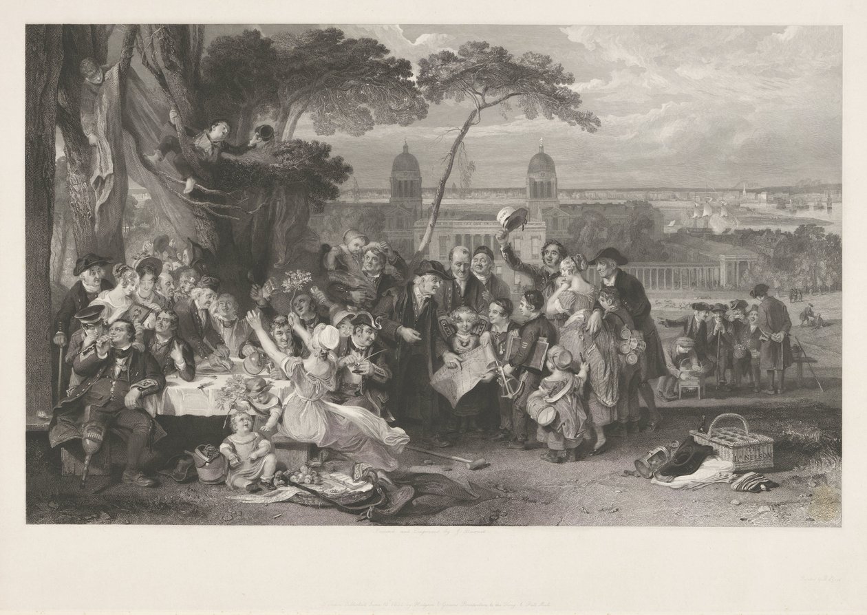 Party Party en un parque celebra la victoria en Trafalgar de John Burnet