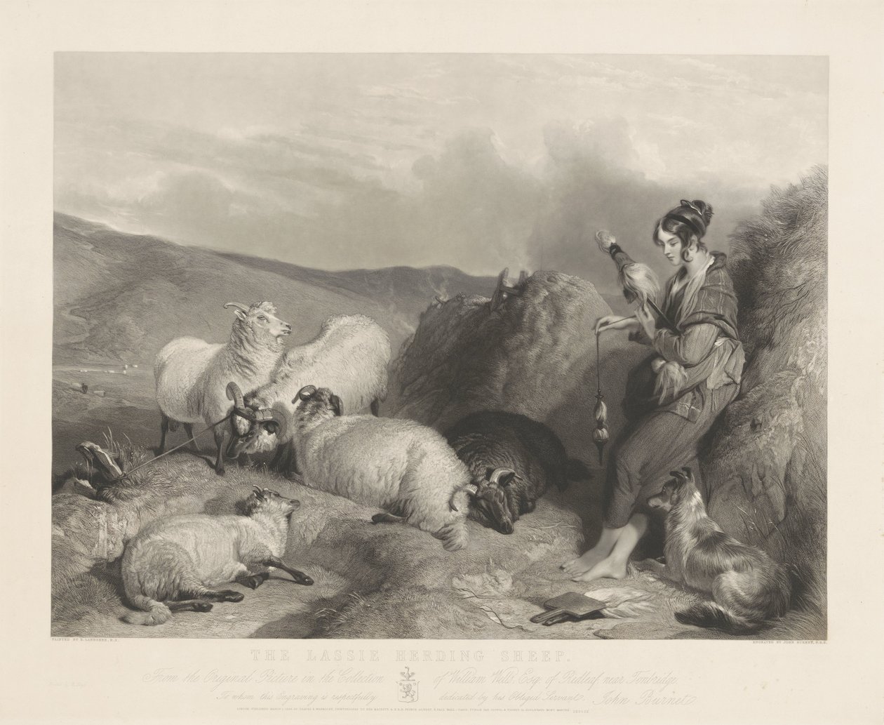 Lassie pastoreando ovejas. de John Burnet