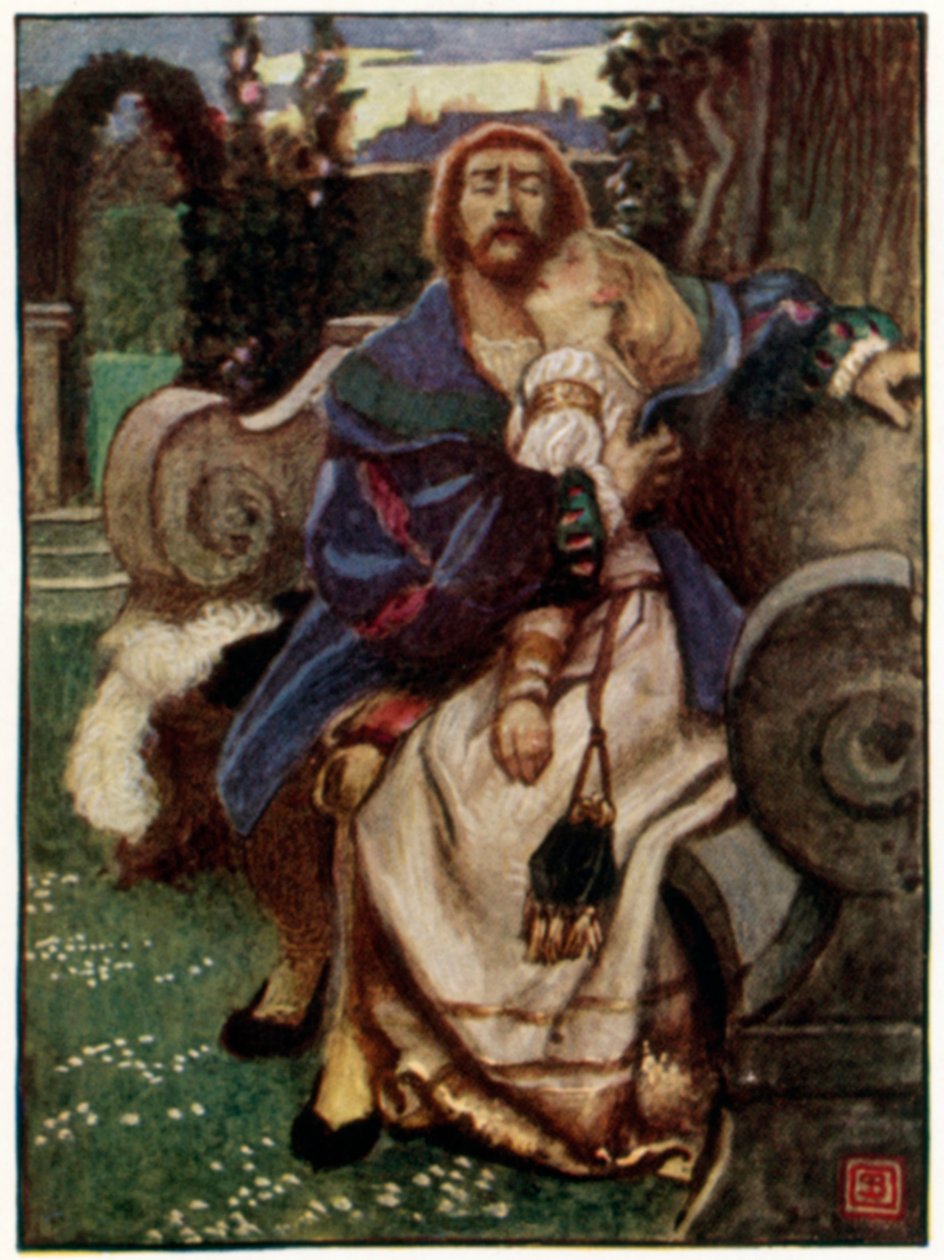Fausto de Gounod, Acto III, escena i (litografía en color) de John Byam Liston Shaw