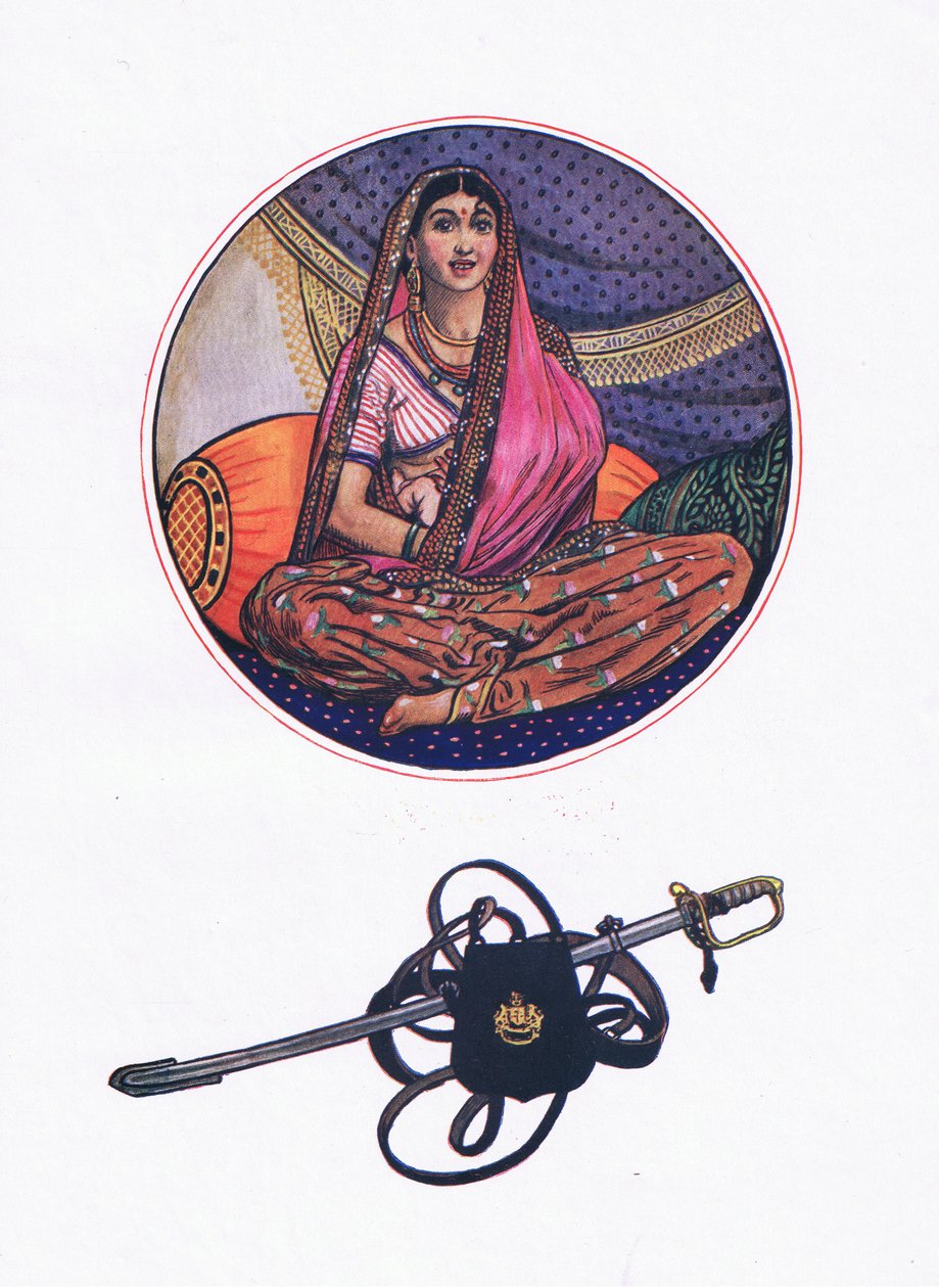 Lalila al amante Ferengi, ilustración de El jardín de Kama (y otras letras de la India), 1920 de John Byam Liston Shaw
