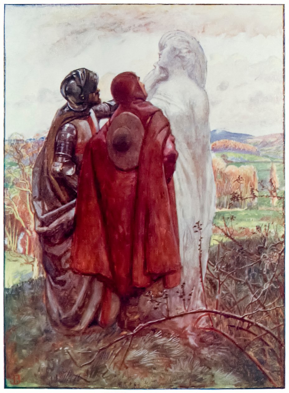 La esposa de Lot de El progreso del peregrino de este mundo al venidero por John Bunyan (1628-1688) Ilustración de Byam Shaw (1872-1919), Cristiano y Esperanza encuentran una estatua de sal al lado de John Byam Liston Shaw