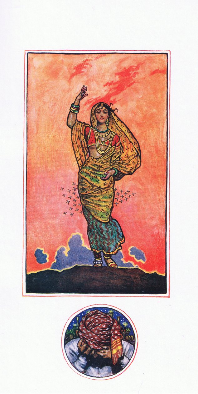 Reminiscencia de Mahomed Akram, ilustración de El jardín de Kama (y otras letras de la India), 1920 de John Byam Liston Shaw