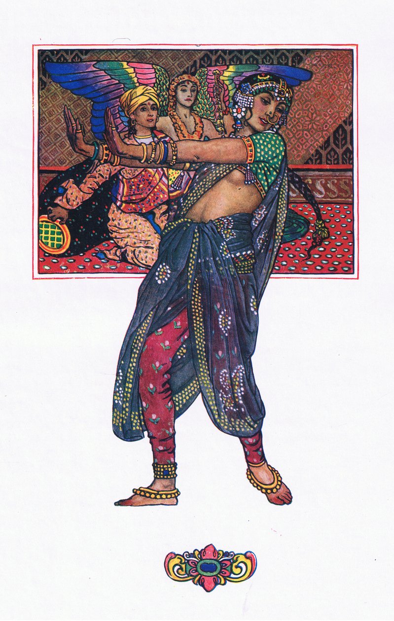 La bailarina del templo, ilustración de El jardín de Kama (y otras letras de la India), 1920 de John Byam Liston Shaw