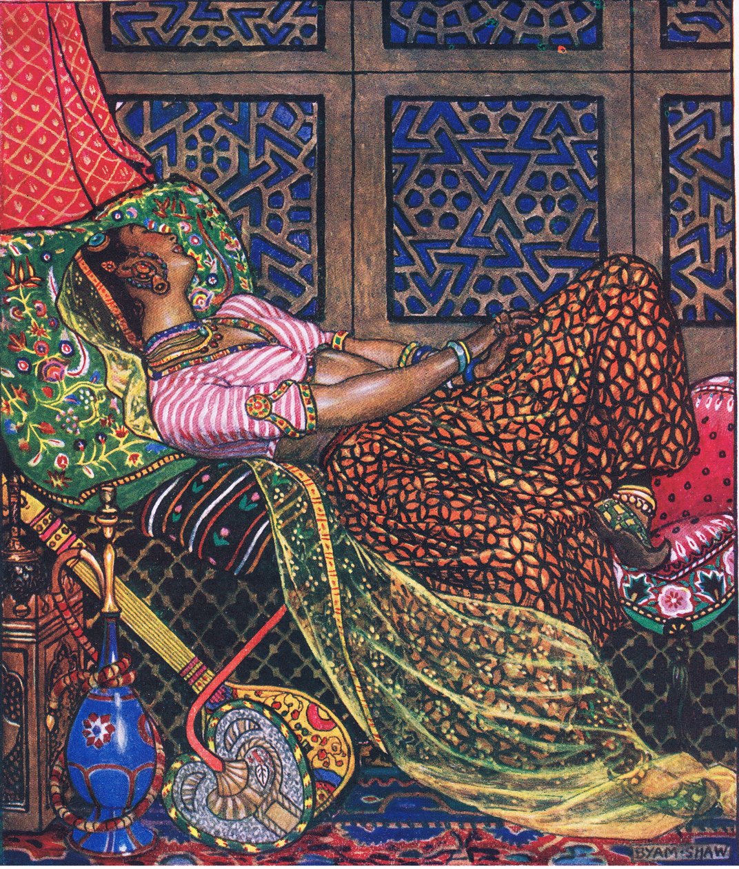 Zira en cautiverio, ilustración de El jardín de Kama (y otras letras de la India), 1920 de John Byam Liston Shaw