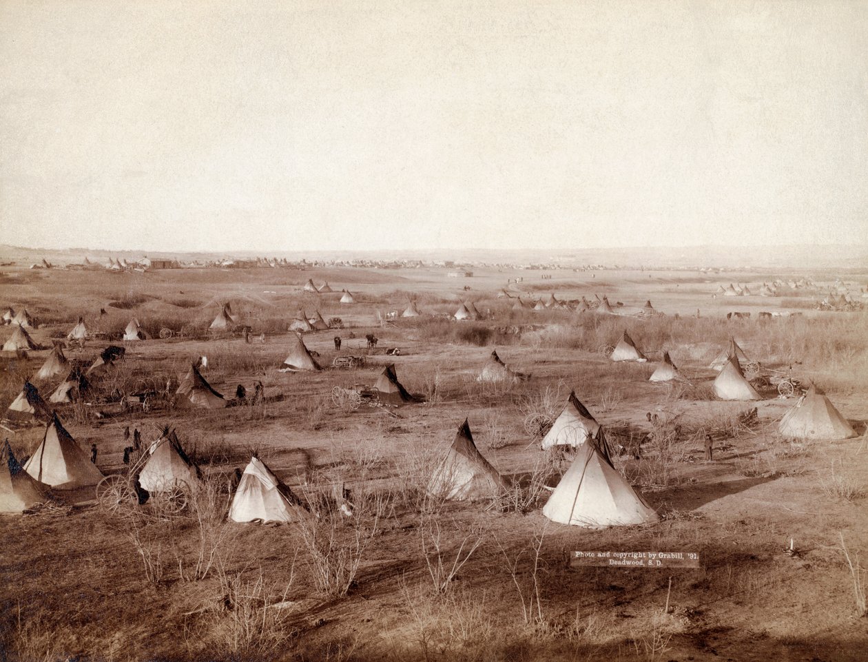 Aldea tribal Lakota en 1891 por John Grabill de John C. H. Grabill