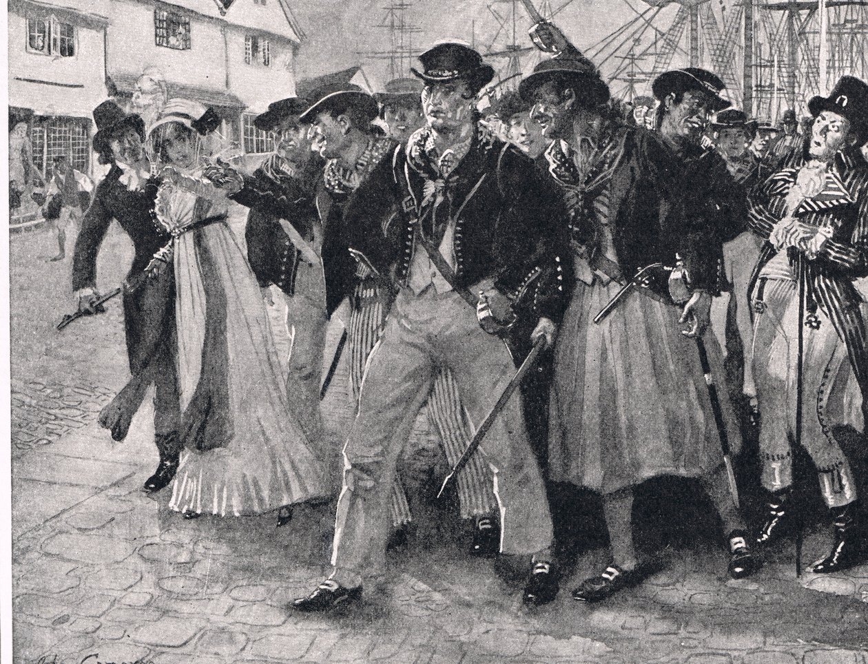 Amotinados navales en tierra, ilustración de 