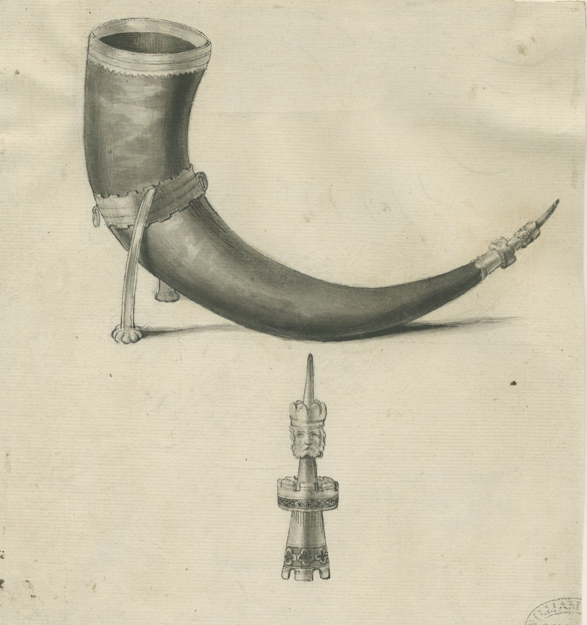 Lichfield - Cuerno para beber: dibujo a pluma y sepia, nd [1748-1817] de John Carter