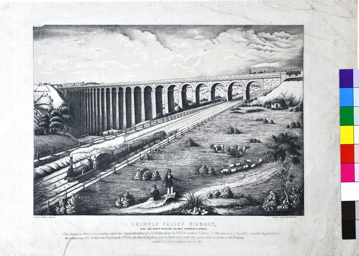 Viaducto de Crimple Valley, ferrocarril de York y North Midland. Ramal de Harrogate de John Cass Birkinshaw