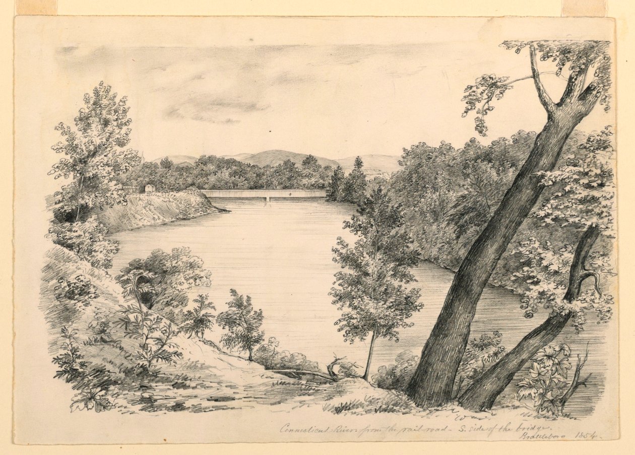 Dibujo, Vista del río Conneticut, cerca de Brattleboro, Vermont, 1854 de John Cheney