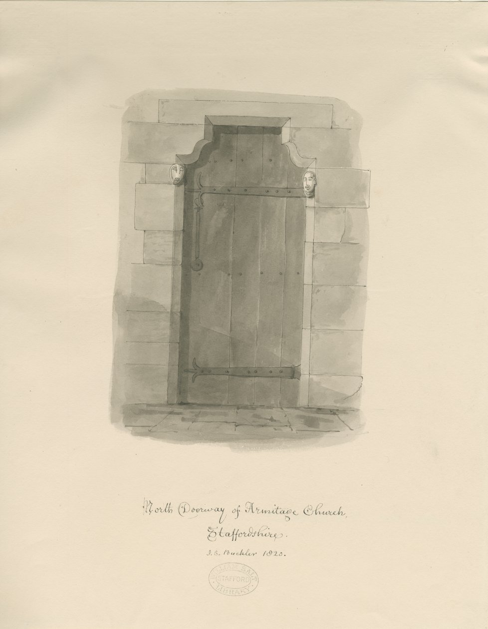 Iglesia de Armitage - Puerta Norte de John Chessell Buckler