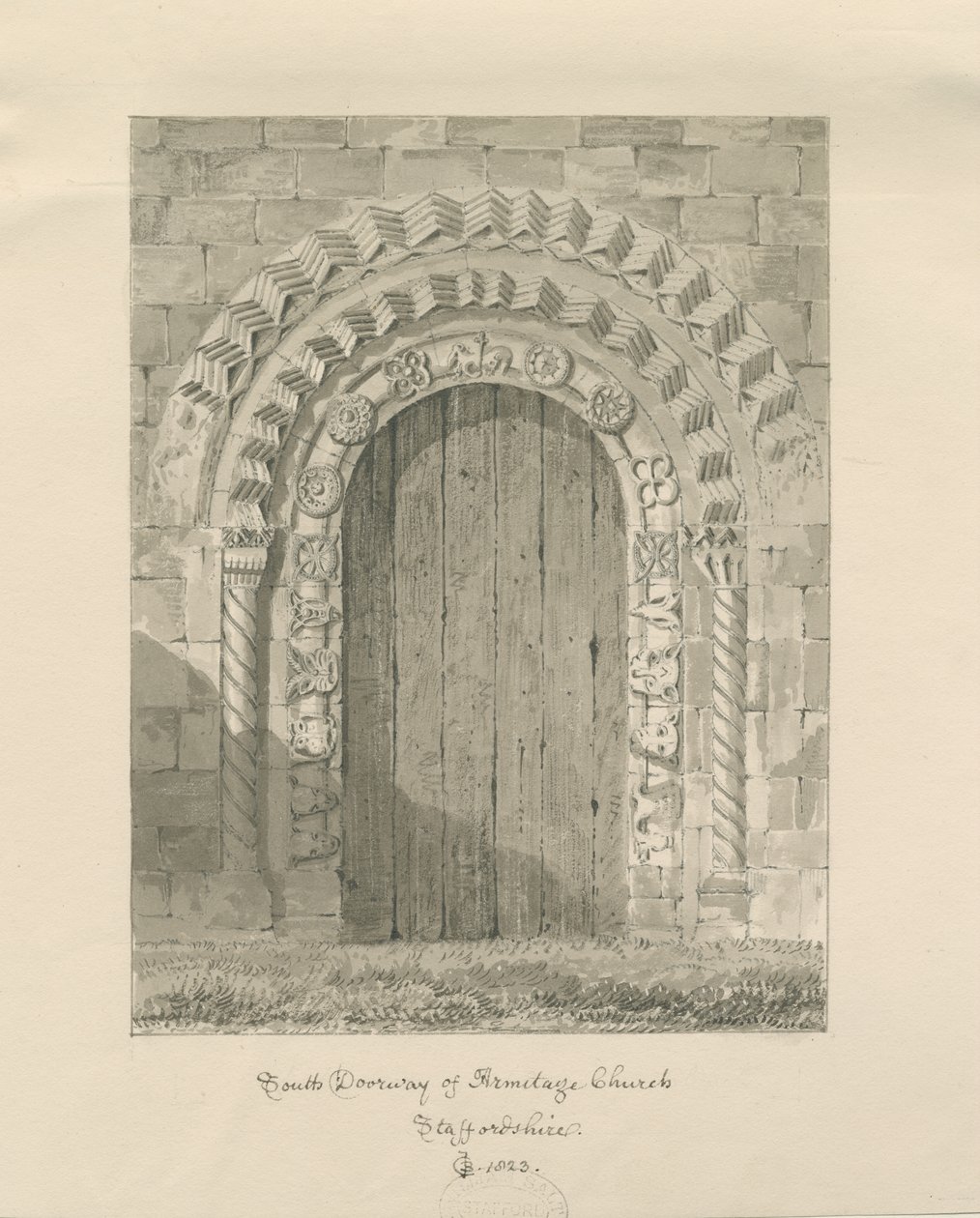 Iglesia de Armitage - Puerta Sur de John Chessell Buckler