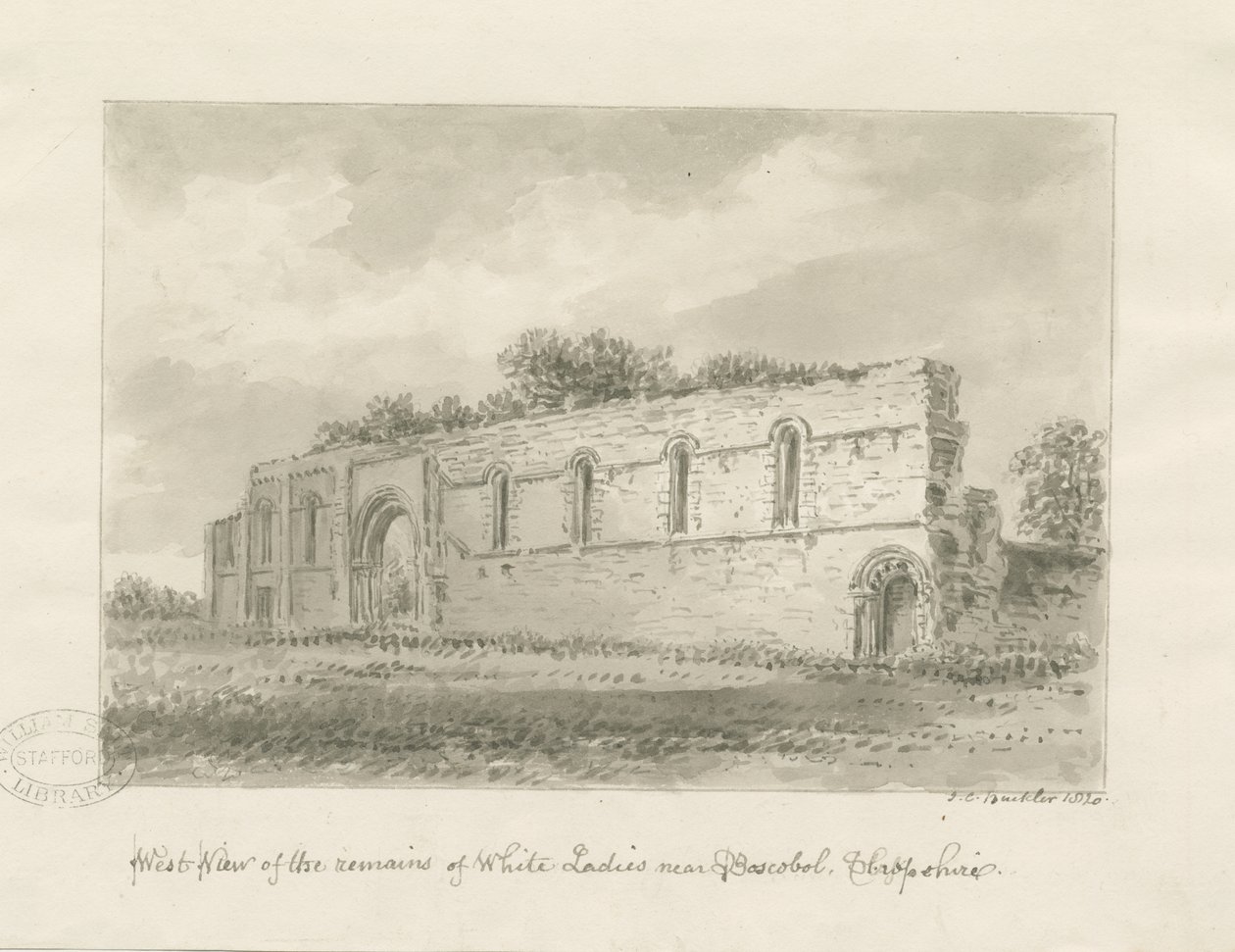 Brewood - Priorato de Whiteladies de John Chessell Buckler