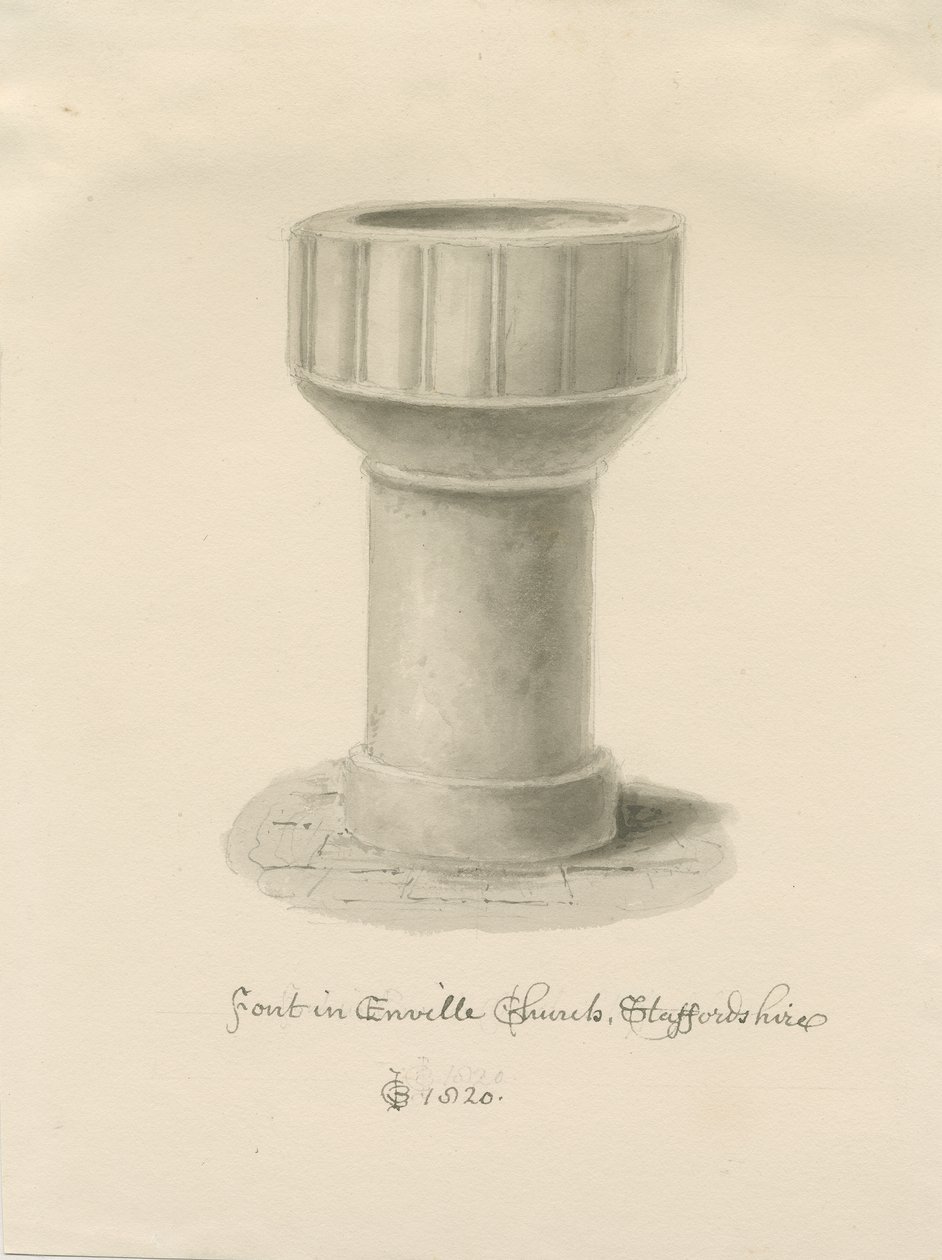 Pila Bautismal en la Iglesia de Enville de John Chessell Buckler