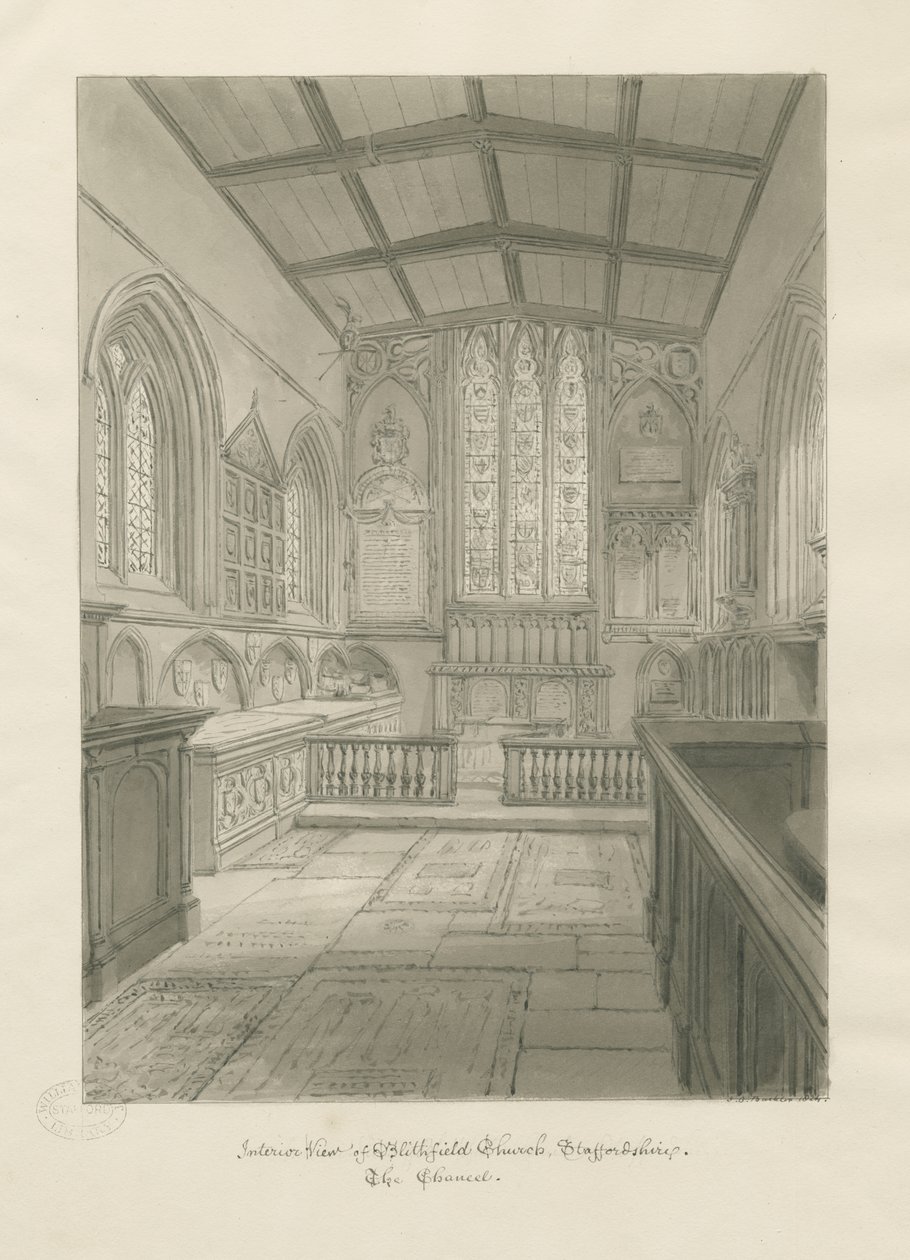 Interior de la Iglesia de Blithfield de John Chessell Buckler
