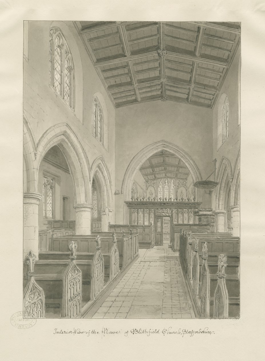 Interior de la Iglesia de Blithfield de John Chessell Buckler