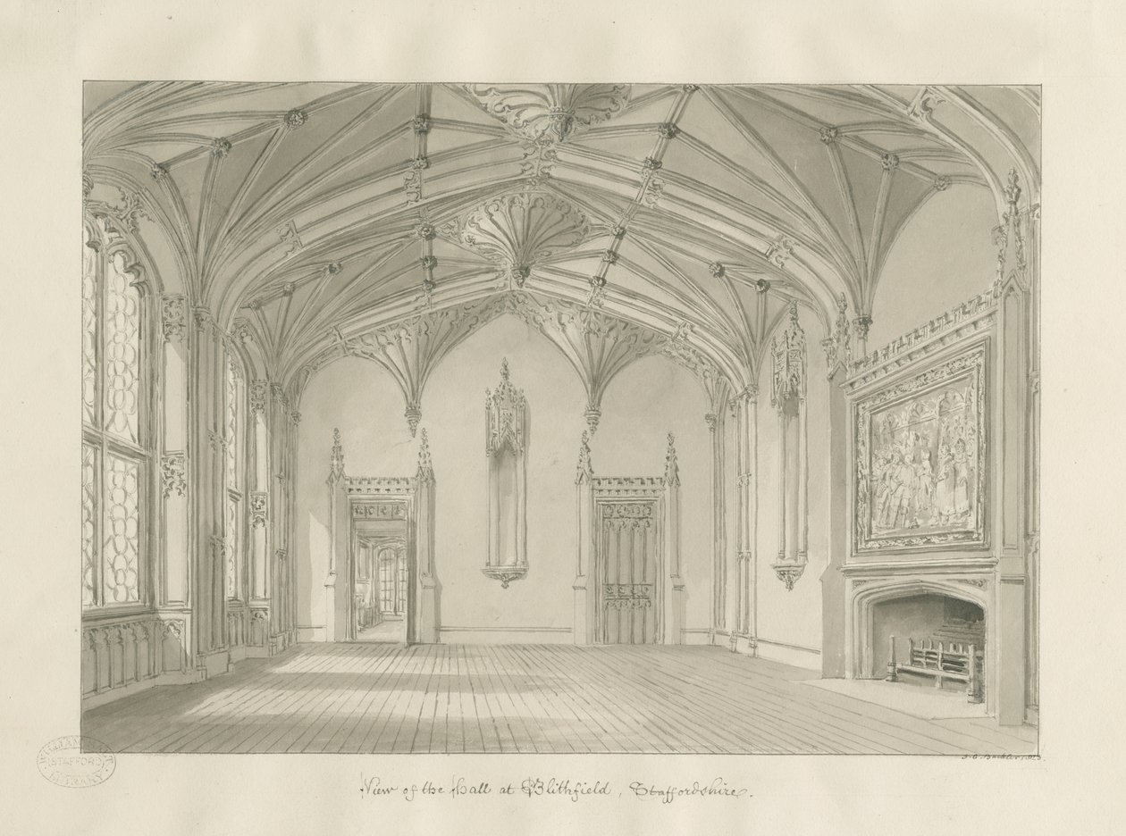 Interior de Blithfield Hall de John Chessell Buckler