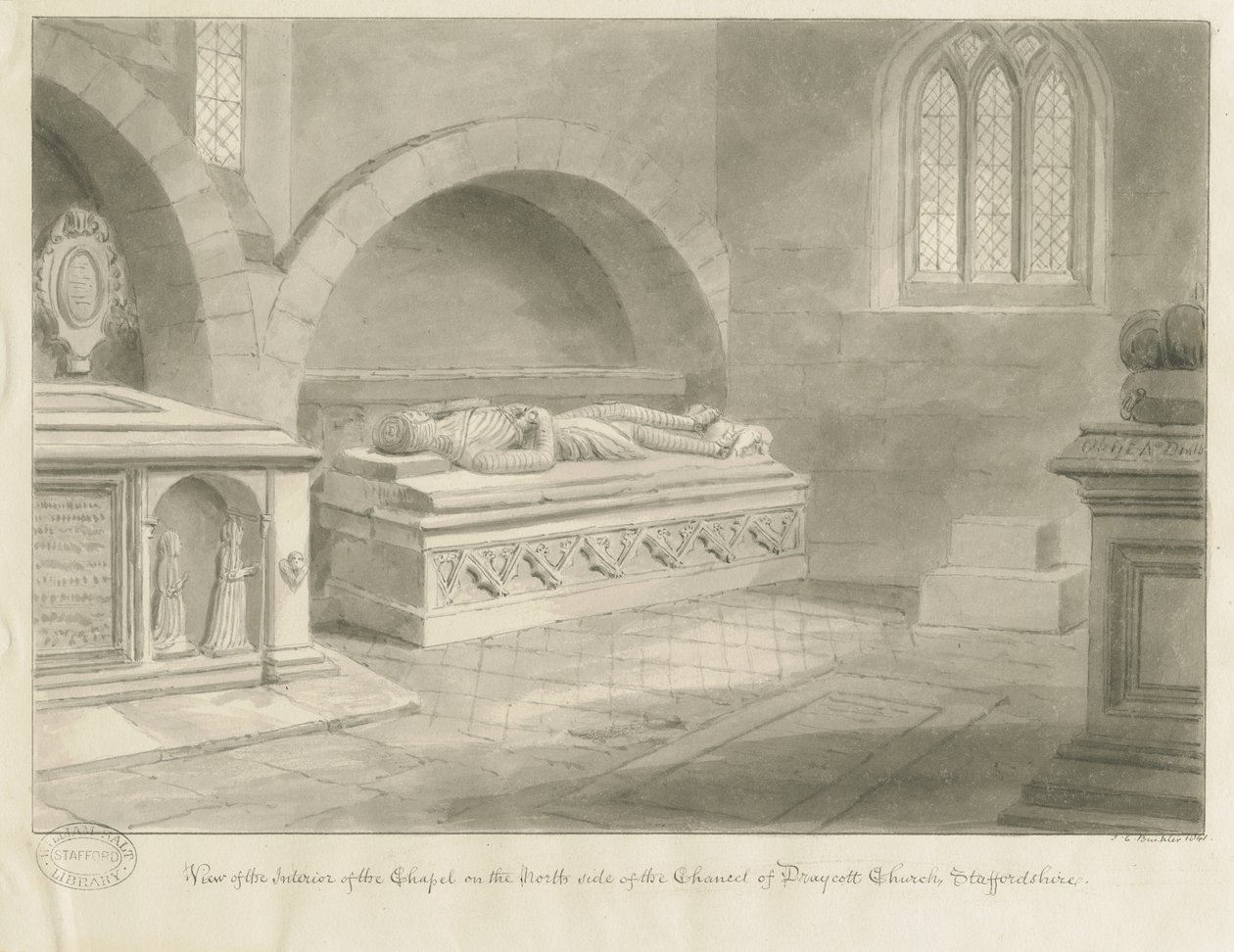 Interior de la Iglesia de Draycott in the Moors de John Chessell Buckler