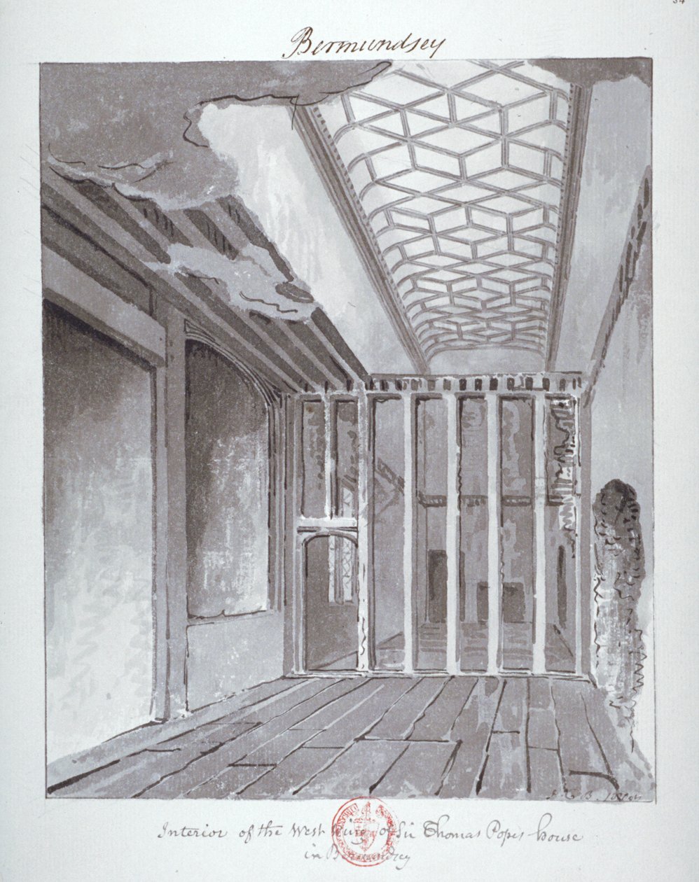 Interior del ala oeste de la casa de Sir Thomas Pope en Bermondsey, 1808 de John Chessell Buckler