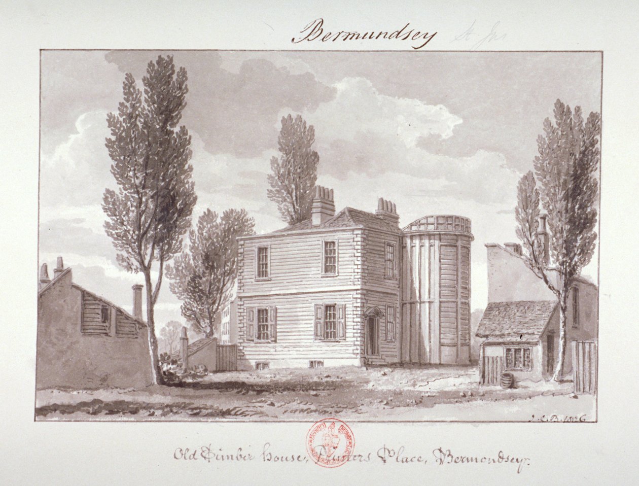 Casa de los Viejos Impresores, Printers Place, Bermondsey, Londres de John Chessell Buckler