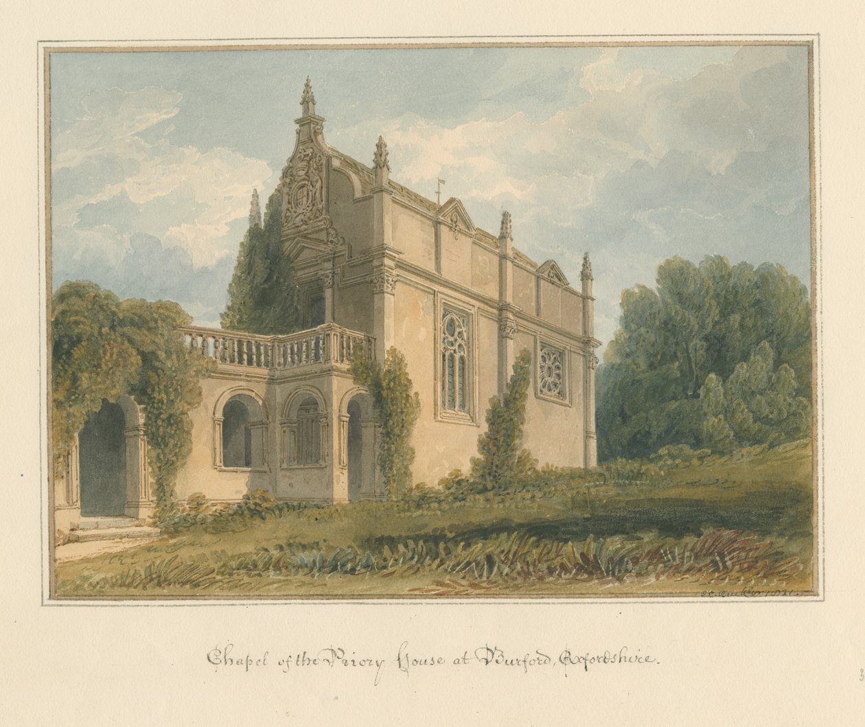 Oxfordshire - Burford - Capilla de la Casa del Priorato de John Chessell Buckler