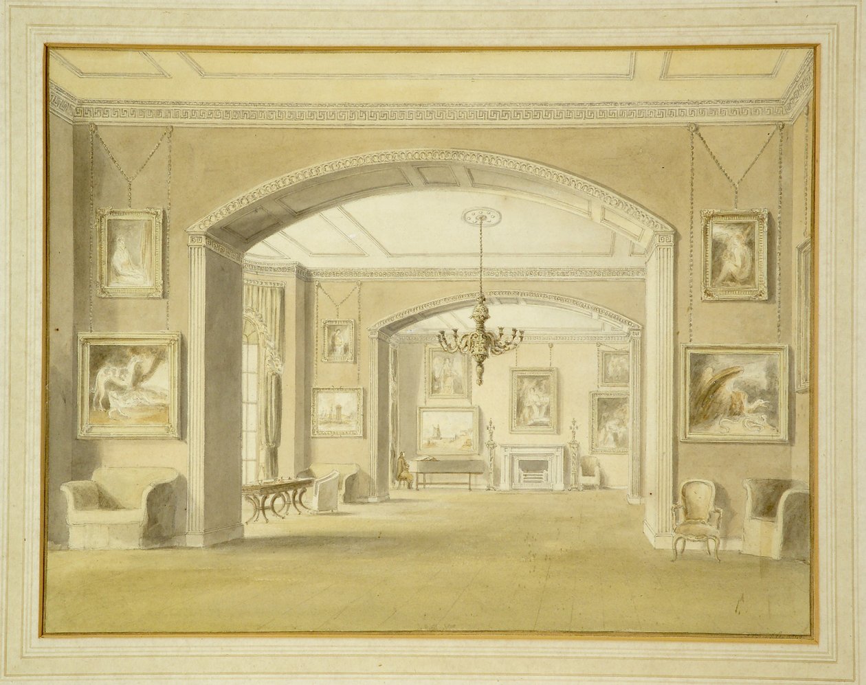 Galería de Imágenes en Tabley House, 1809 de John Chessell Buckler