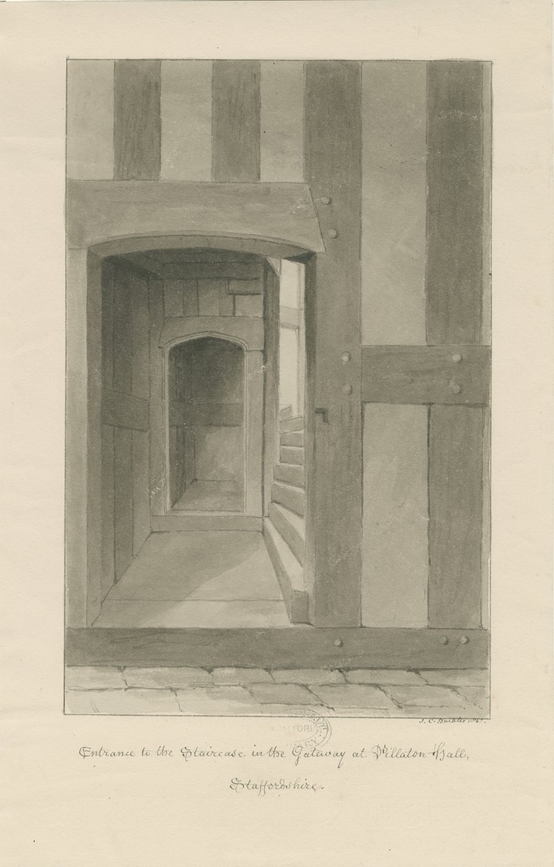 Interior de la Casa de la Puerta de Pillaton Hall de John Chessell Buckler