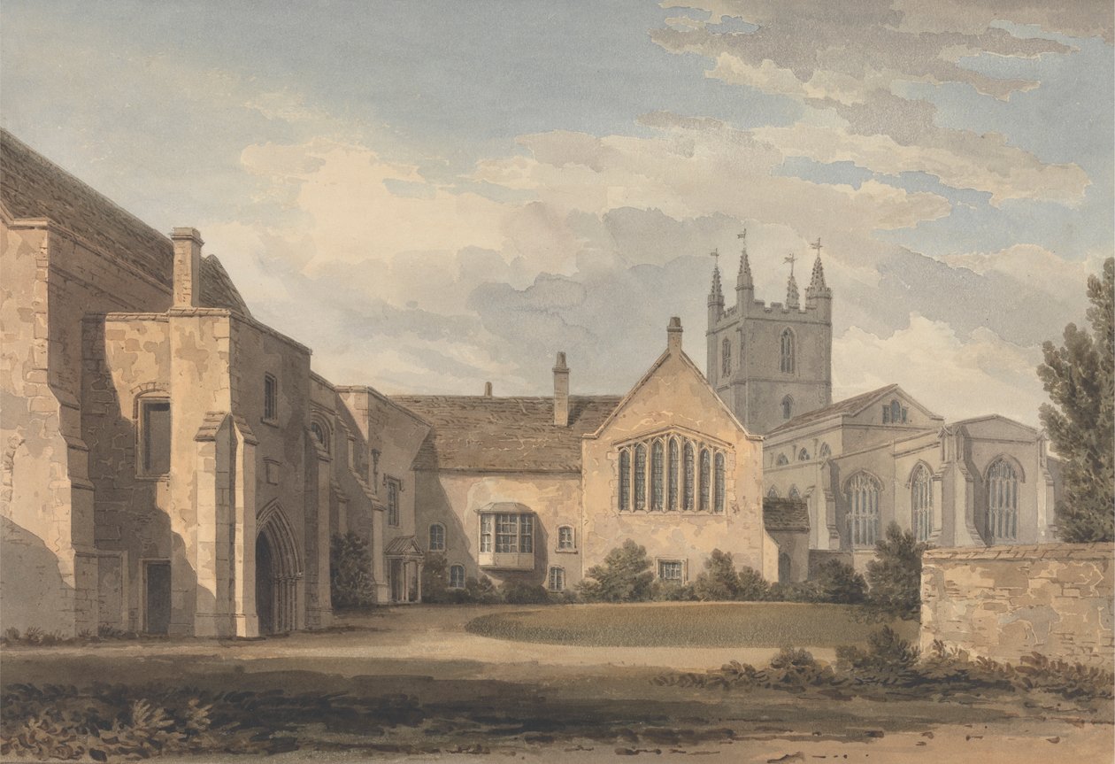 Vista sureste de la iglesia y el palacio de Croydon, Surrey de John Chessell Buckler
