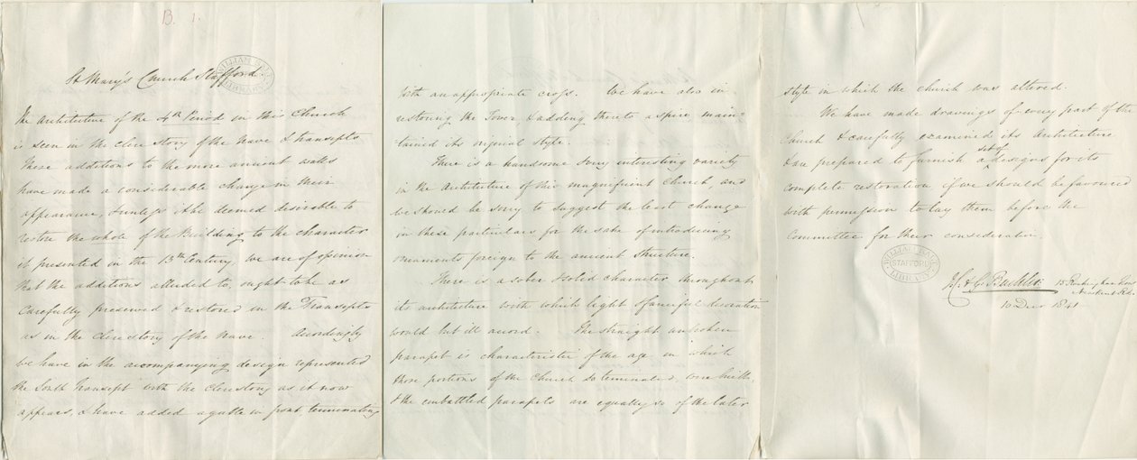 Stafford - Iglesia de Santa María: manuscrito de John Chessell Buckler