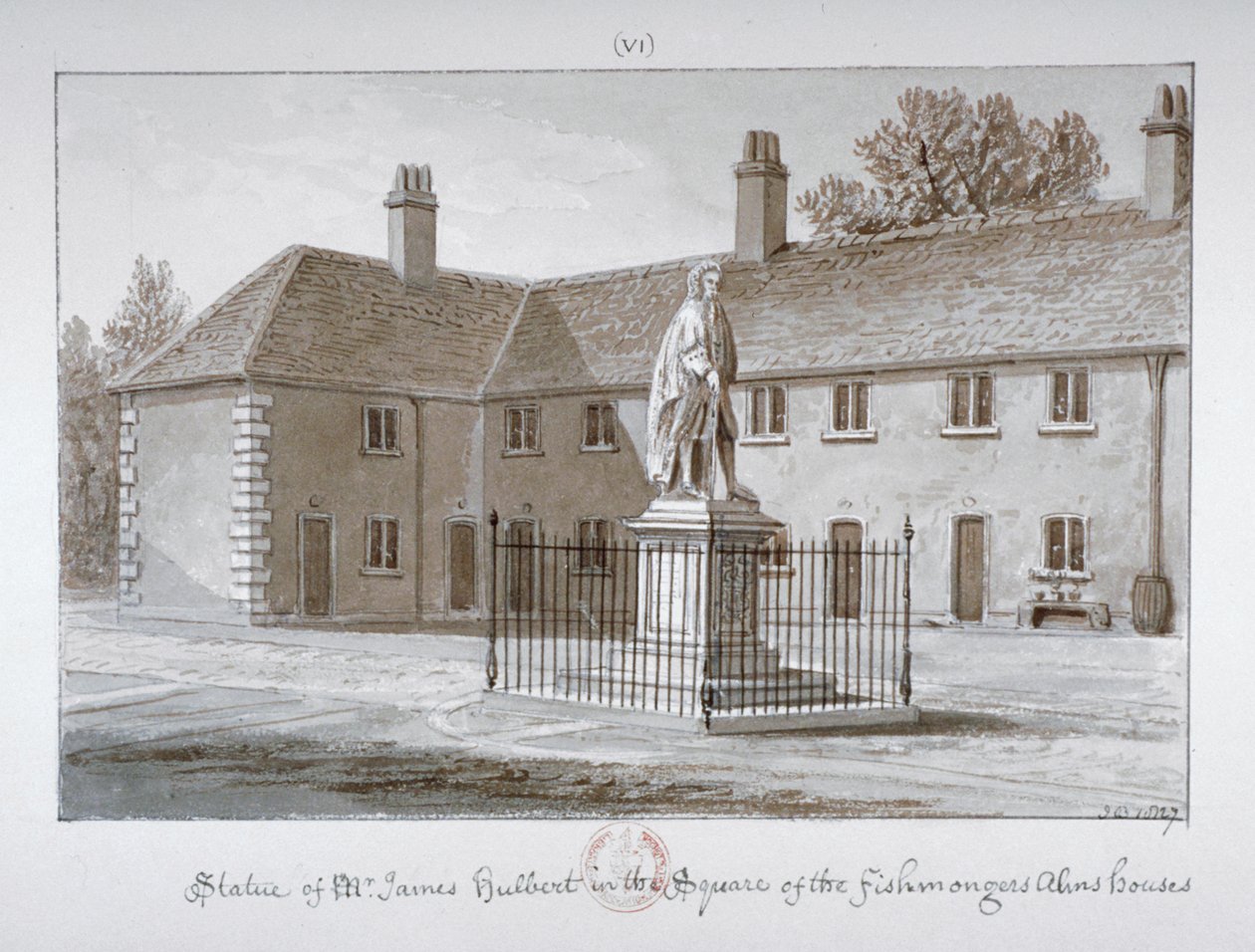 Estatua de James Hulbert, Hospital de San Pedro, Southwark, Londres, 1827 de John Chessell Buckler
