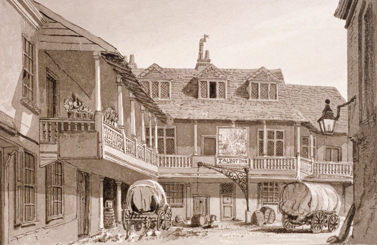 El Tabard Inn en Borough High Street, Southwark, Londres de John Chessell Buckler