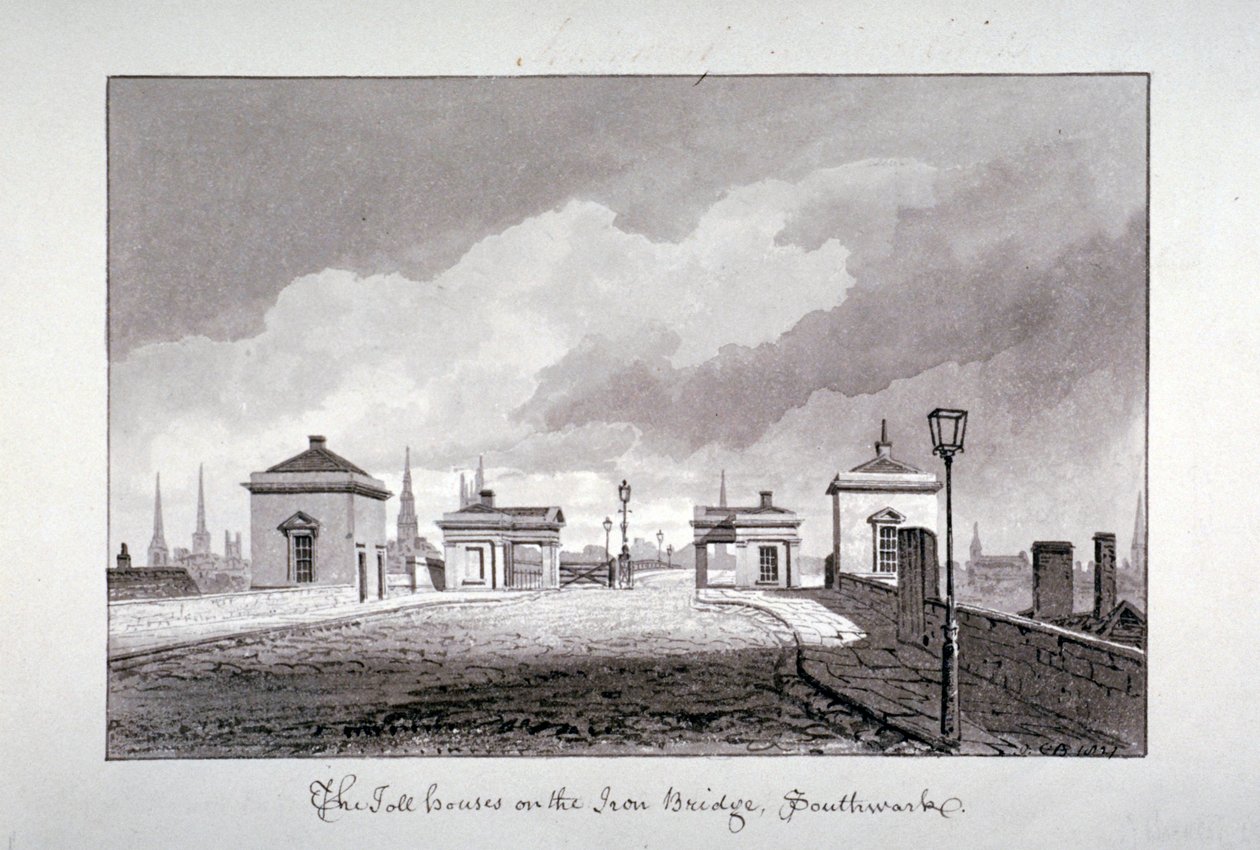 Casas de peaje en el Puente de Southwark, Londres, 1827 de John Chessell Buckler