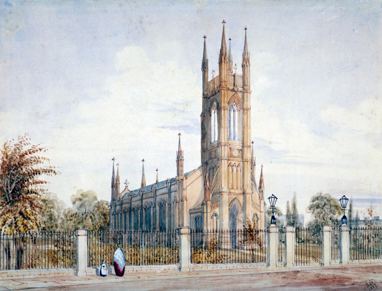 Vista oeste de la iglesia de San Lucas, Chelsea, Londres, 1847 de John Chessell Buckler